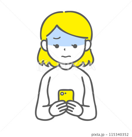 スマホを見て困っている女性 スマホを見て困っている女性 115340352