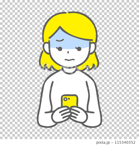 スマホを見て困っている女性 スマホを見て困っている女性 115340352