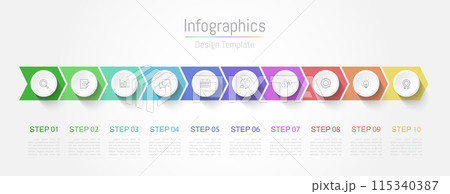 Infographic 10 options design elements for your business data. Vector Illustration. Infographic 10 options design elements for your business data. Vector Illustration. 115340387