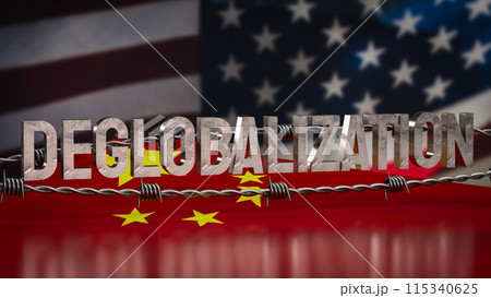 The deglobalization on china and America flag image 3d rendering. 115340625