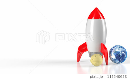 The Rocket moon and earth for sci or education concept 3d rendering. The Rocket moon and earth for sci or education concept 3d rendering. 115340638