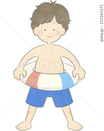 浮き輪を持った男の子 浮き輪を持った男の子 115341171