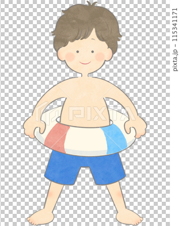 浮き輪を持った男の子 浮き輪を持った男の子 115341171