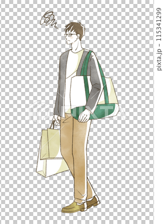 A man shopping with a troubled expression 115341299