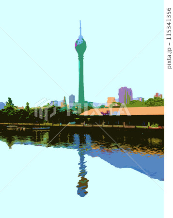 ロータスタワーと水上マーケット ロータスタワーと水上マーケット 115341356