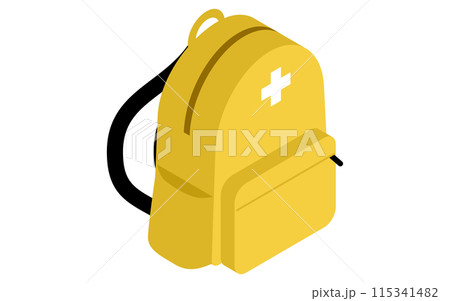 防災グッズ、非常持出用リュックサックのシンプルなアイソメトリックイラスト 防災グッズ、非常持出用リュックサックのシンプルなアイソメトリックイラスト 115341482