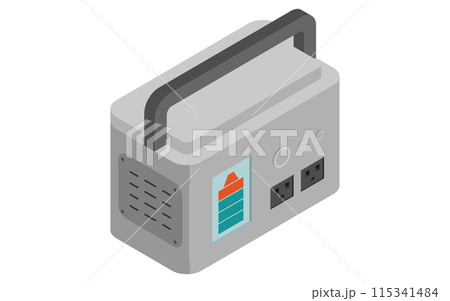 防災グッズ、非常用バッテリーのシンプルなアイソメトリックイラスト 防災グッズ、非常用バッテリーのシンプルなアイソメトリックイラスト 115341484