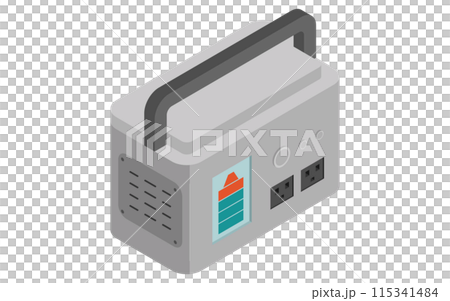 防災グッズ、非常用バッテリーのシンプルなアイソメトリックイラスト 防災グッズ、非常用バッテリーのシンプルなアイソメトリックイラスト 115341484