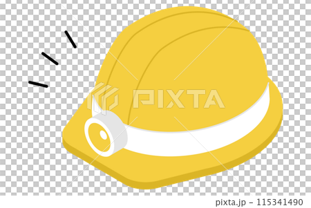 Simple isometric illustration of disaster prevention goods, helmet with headlight Simple isometric illustration of disaster prevention goods, helmet with headlight 115341490