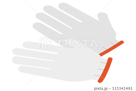 防災グッズ、白い軍手のシンプルなアイソメトリックイラスト 115341491