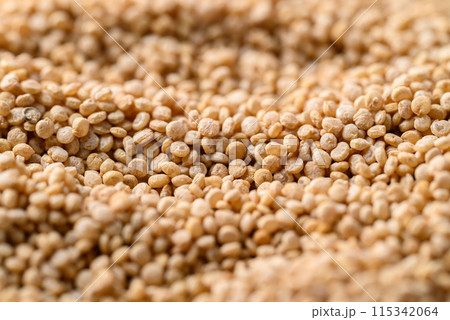Brown quinoa seed texture background, Healthy food ingredient 115342064