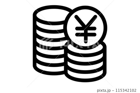 円建ての積立投資の黒の線画アイコン 円建ての積立投資の黒の線画アイコン 115342102