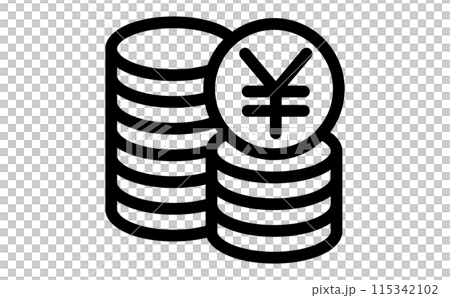 円建ての積立投資の黒の線画アイコン 円建ての積立投資の黒の線画アイコン 115342102