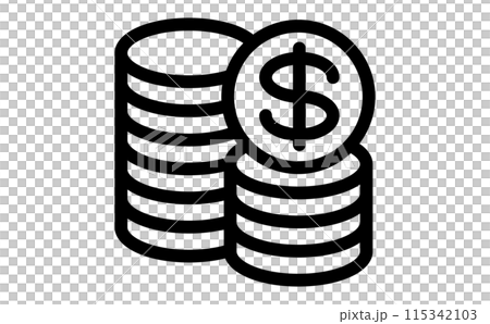 以美元計價的儲蓄投資的黑線繪圖圖標 115342103