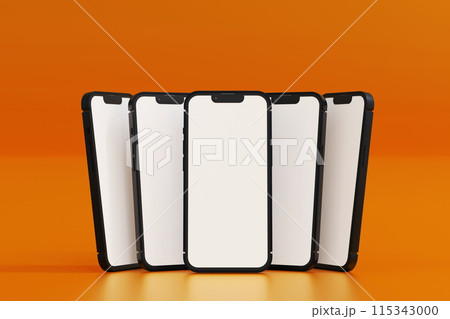 Set of mobile phone with blank screen, mockup for web design web pages or banner, promotion, 3D Set of mobile phone with blank screen, mockup for web design web pages or banner, promotion, 3D 115343000