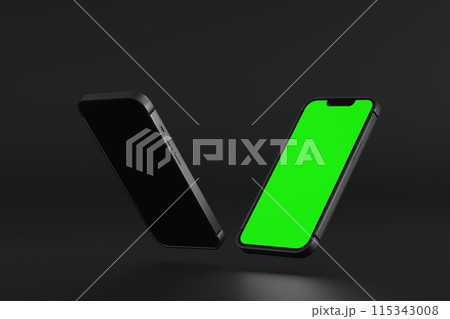 Mobile phone show green screen display, application website presentation, 3D rendering. Mobile phone show green screen display, application website presentation, 3D rendering. 115343008