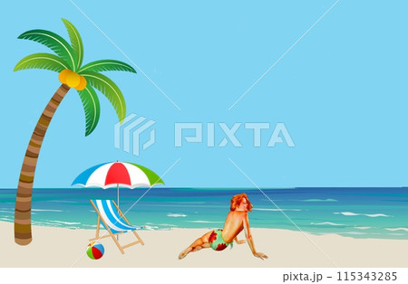 pretty girl on a beach pretty girl on a beach 115343285