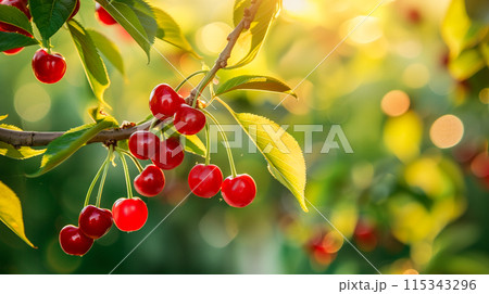 色鮮やかなさくらんぼ 115343296