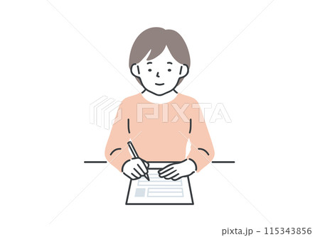 履歴書を書く女性 履歴書を書く女性 115343856