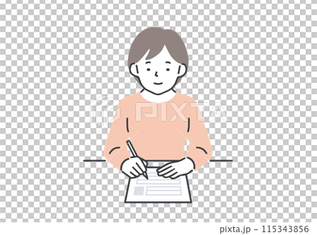 履歴書を書く女性 履歴書を書く女性 115343856