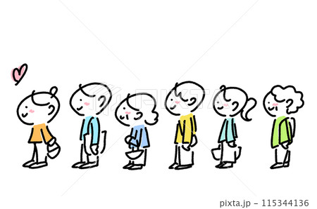笑顔で行列に並ぶ人々 老若男女 整列 大勢 買い物 コミケ シンプルで可愛い線画イラスト 笑顔で行列に並ぶ人々 老若男女 整列 大勢 買い物 コミケ シンプルで可愛い線画イラスト 115344136