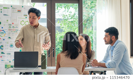 diversity team presentation in ESG (environment,socail,governance) sustainability business goals sdgs in green office diversity team presentation in ESG (environment,socail,governance) sustainability business goals sdgs in green office 115346470