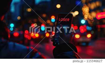 Unsuccessful message, text loser in bold font, portraying the concept of failure, disappointment, and defeat, conveying a negative sentiment or outcome in a concise and impactful manner. 115346627