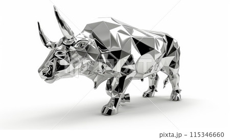 Chrome effect animal on isolated background, stunning metallic finish enhances beauty of wildlife imagery, creating mesmerizing contrast against backdrop, a modern twist on classic animal portraits. Chrome effect animal on isolated background, stunning metallic finish enhances beauty of wildlife imagery, creating mesmerizing contrast against backdrop, a modern twist on classic animal portraits. 115346660