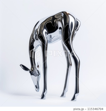 Chrome effect animal on isolated background, stunning metallic finish enhances beauty of wildlife imagery, creating mesmerizing contrast against backdrop, a modern twist on classic animal portraits. 115346704