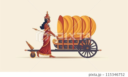 Joyful Ratha Yatra Celebration, immerse yourself in the festive spirit of the ancient Hindu chariot festival, radiating happiness and cultural vibrancy. 115346752