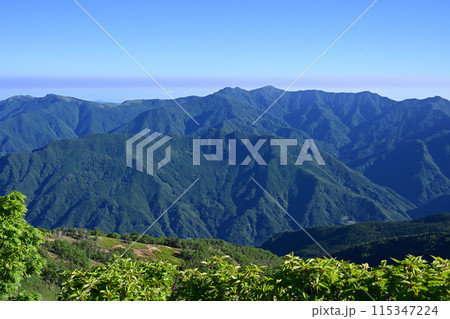 四国で最も美しい山とも言われる「三嶺（みうね）」からの風景 115347224