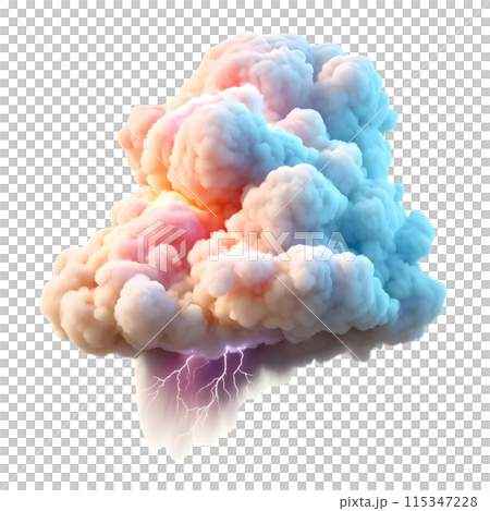 3d cloud with lightning 115347228