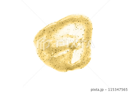 A sample of a scrub cream for washing. An exfoliating skin care product. Isolated on a white background A sample of a scrub cream for washing. An exfoliating skin care product. Isolated on a white background 115347565