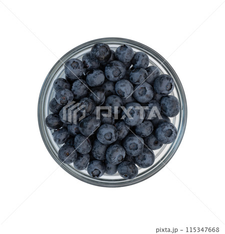 blueberries in glass bowl isolated on white blueberries in glass bowl isolated on white 115347668