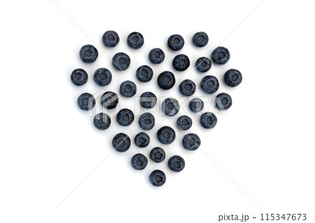heart of blueberries isolated on white background 115347673