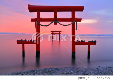 【佐賀県】朝焼けの大魚神社の海中鳥居 115347699