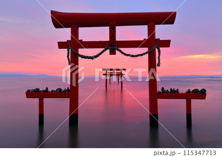 【佐賀県】朝焼けの大魚神社の海中鳥居 115347713