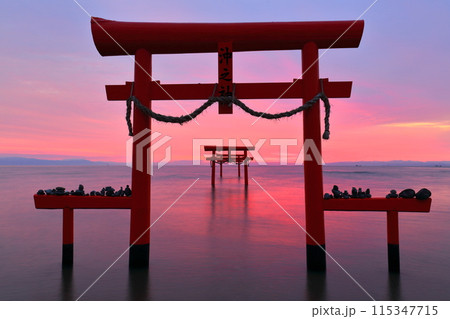 【佐賀県】朝焼けの大魚神社の海中鳥居 115347715