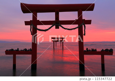 【佐賀県】朝焼けの大魚神社の海中鳥居 115347722