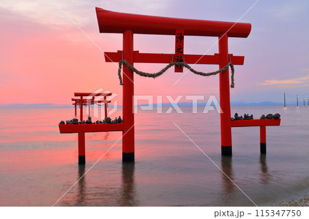 【佐賀県】朝焼けの大魚神社の海中鳥居 115347750