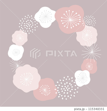 北欧風の花柄のリースのフレーム 115348331