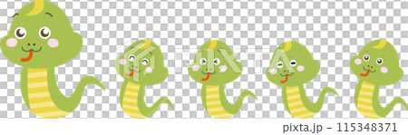 Cute snake parent and child characters illustration 115348371