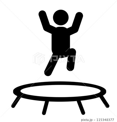 Person jumping on a trampoline icon. People jumping trampoline sign. Trampoline symbol. flat style. 115348377