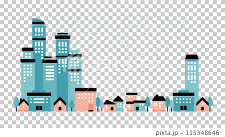 黑色和柔和色彩的雪地城市景觀的復古現代背景插圖 115348646