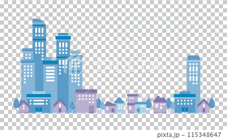 城市建築和雪花飄落的城市景觀的簡單藍色背景圖 115348647