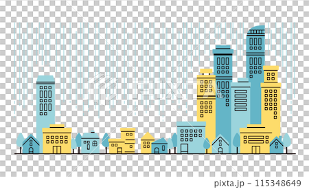 Pastel modern illustration of a rainy city street Pastel modern illustration of a rainy city street 115348649