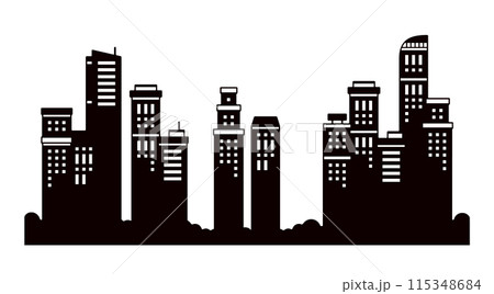 自然豊かな都会の高層ビルのシルエットのかわいい背景透過イラスト 自然豊かな都会の高層ビルのシルエットのかわいい背景透過イラスト 115348684