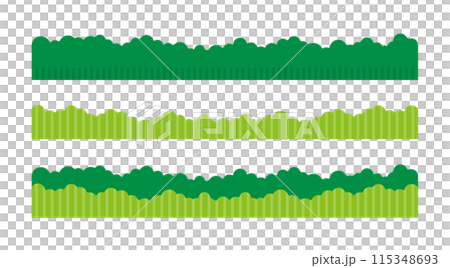 ストライプ柄のもこもこした草むらのかわいい背景用グラフィック素材 115348693