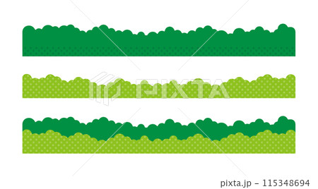 水玉柄模様のモコモコした草むらのかわいい背景用グラフィック素材 115348694