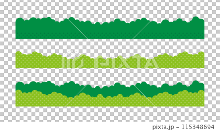 水玉柄模様のモコモコした草むらのかわいい背景用グラフィック素材 115348694